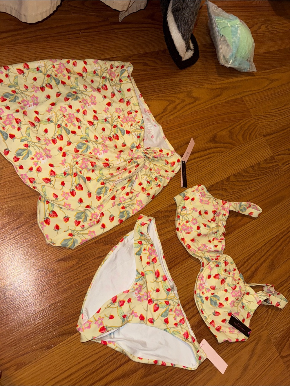 Yellow Strawberry Floral Bikini Set